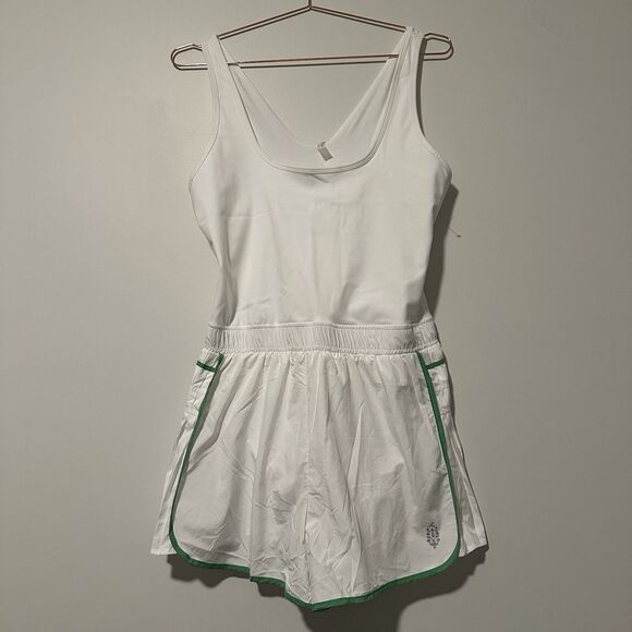 FP Movement Easy Tiger Shortsie Romper Tennis Pickleball Boho White Green XL - Picture 9 of 11